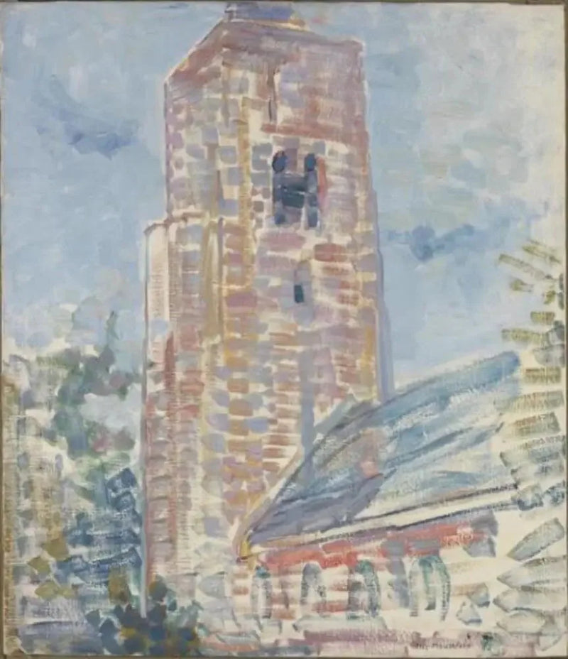 Kerk van Oostkapelle, schip en toren - Piet Mondrian