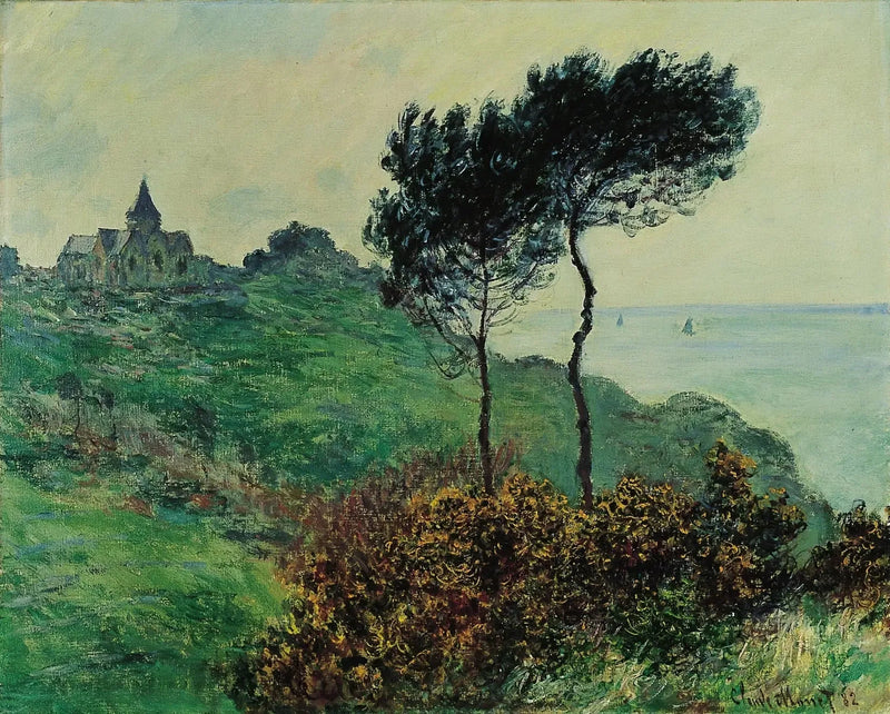 Kerk van Varengeville, grijze tijd - Claude Monet