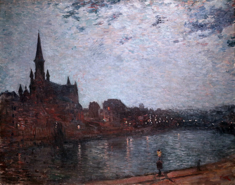 Sint-Croixkerk (middernacht in de buitenwijken) - Théo van Rysselberghe
