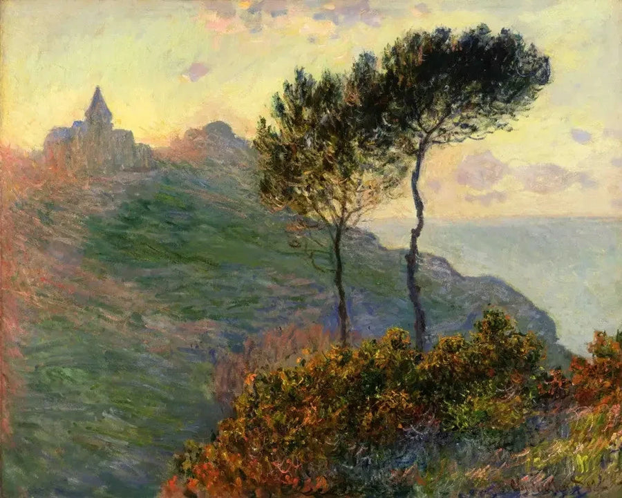 De kerk van Varengeville tegen het licht in - Claude Monet