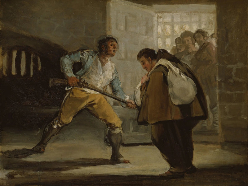El Maragato bedreigt broer Pedro de Zaldivia met zijn wapen - Francisco de Goya