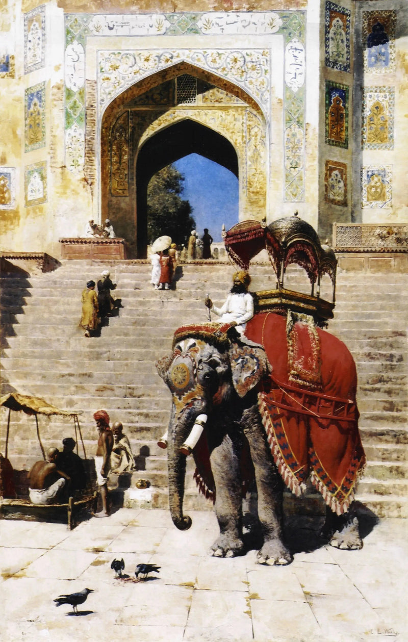 Koninklijk olifant bij de ingang van de Jami-moskee, Mathura - Edwin Lord Weeks

Source:
Éléphant royal à l'entrée de la mosquée Jami, Mathura - Edwin Lord Weeks