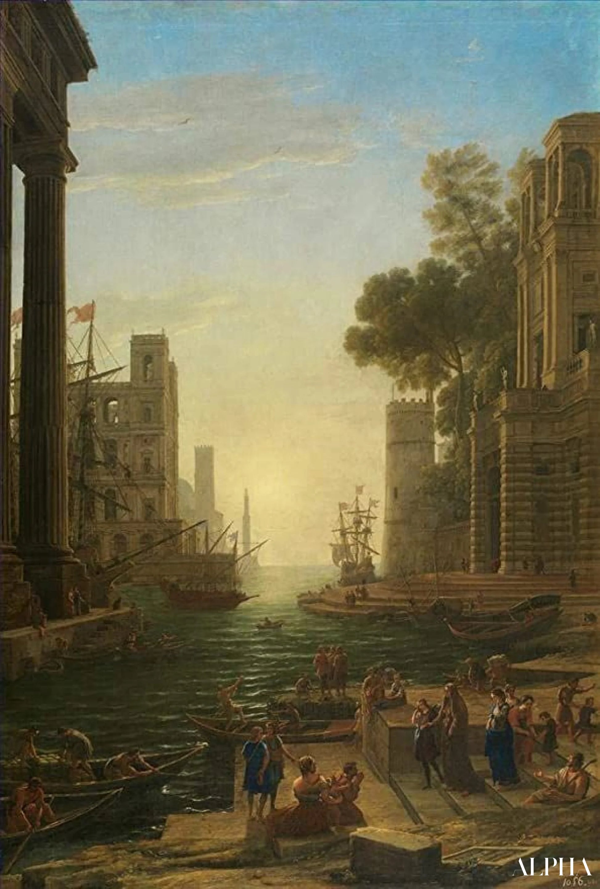 'Embarquement van St. Paula Romana in Ostia - Claude Lorrain - Reproducties van schilderijen en hoogwaardige schilderijen'