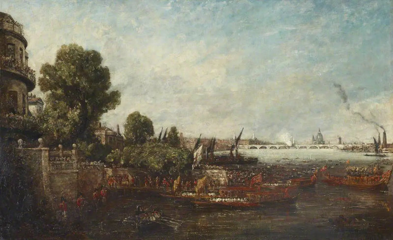 George IV's vertrek uit Whitehall: de opening van de Waterloo-brug, 1817 - John Constable