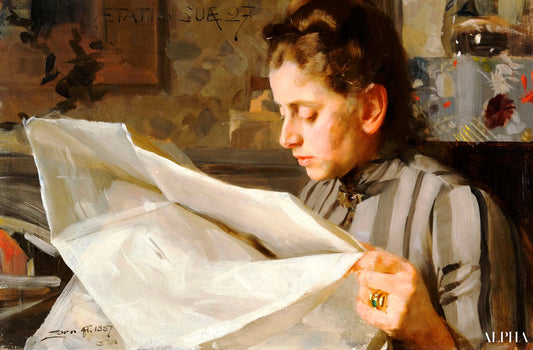 Emma Zorn lisant, 1887 - Anders Zorn - Reproductions de tableaux et peintures haut de gamme