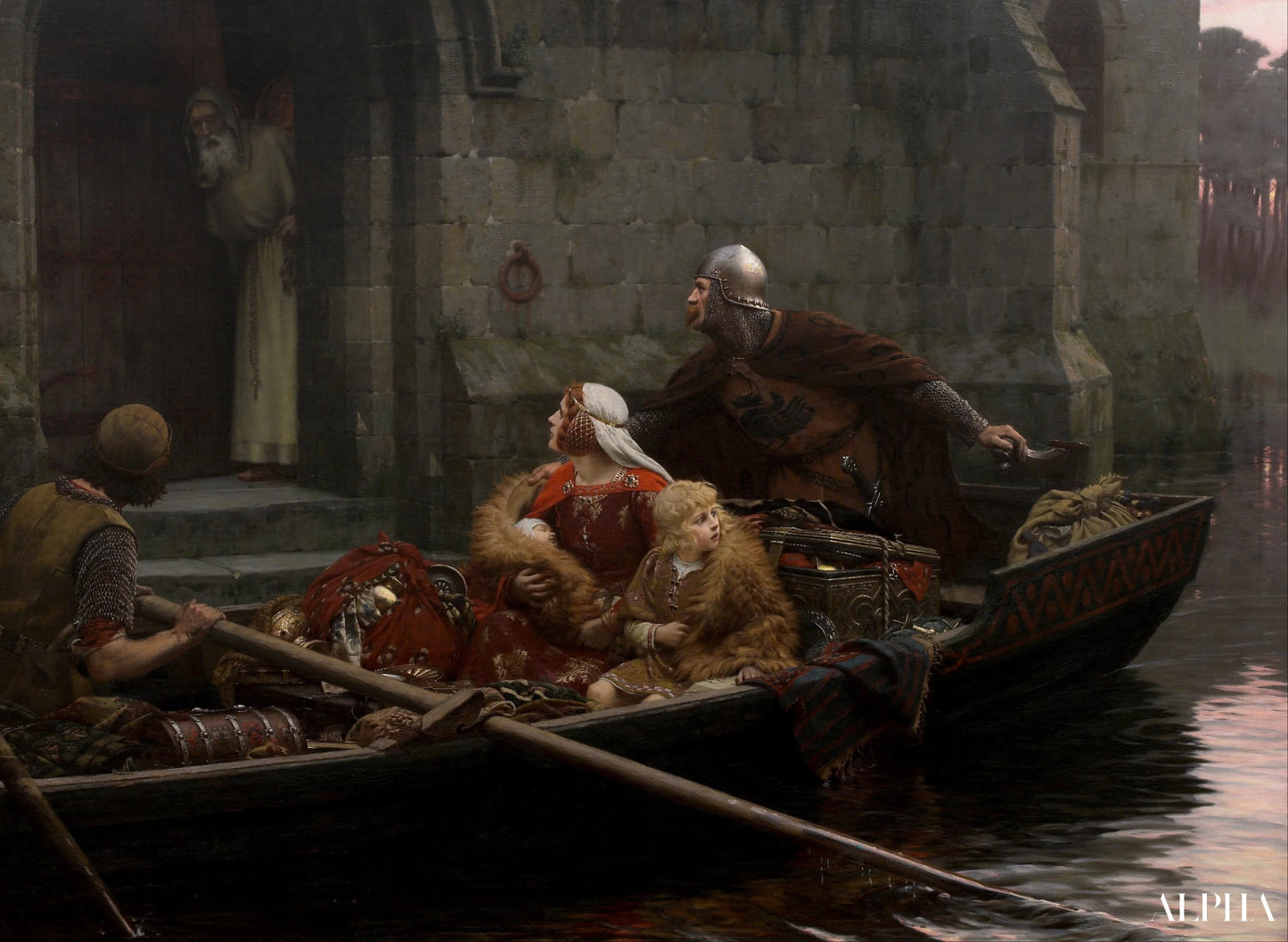 In tijden van gevaar - Edmund Leighton - Reproducties van schilderijen en hoogwaardige schilderijen