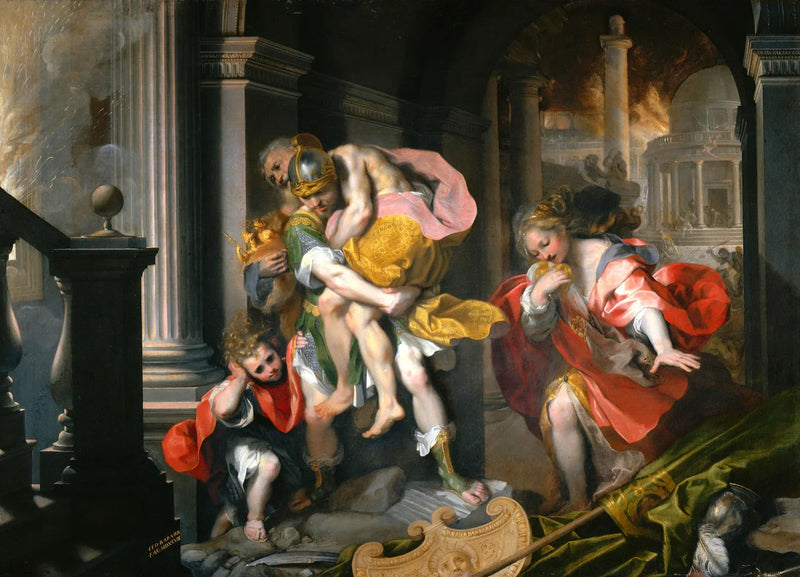 Aeneas vlucht uit Troje - Federico Barroci