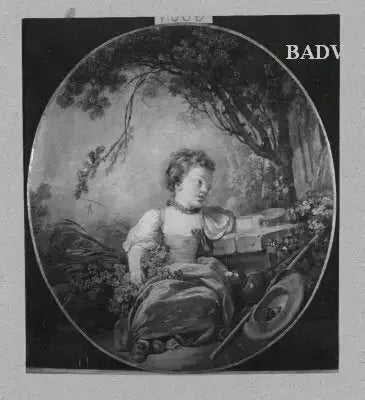 kind bij de put in een tuin - François Boucher