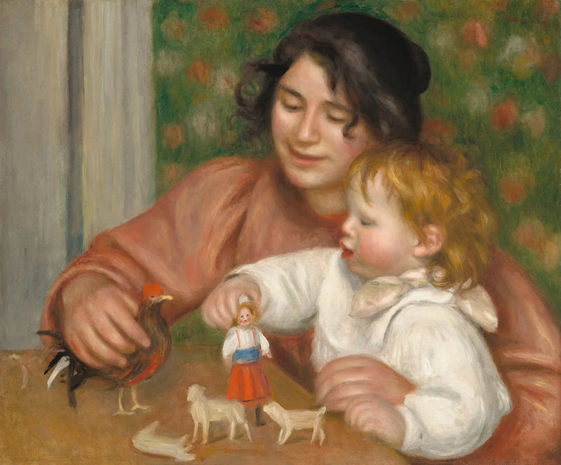 Kind met speelgoed - Gabrielle en de zoon van de kunstenaar, Jean - Pierre-Auguste Renoir