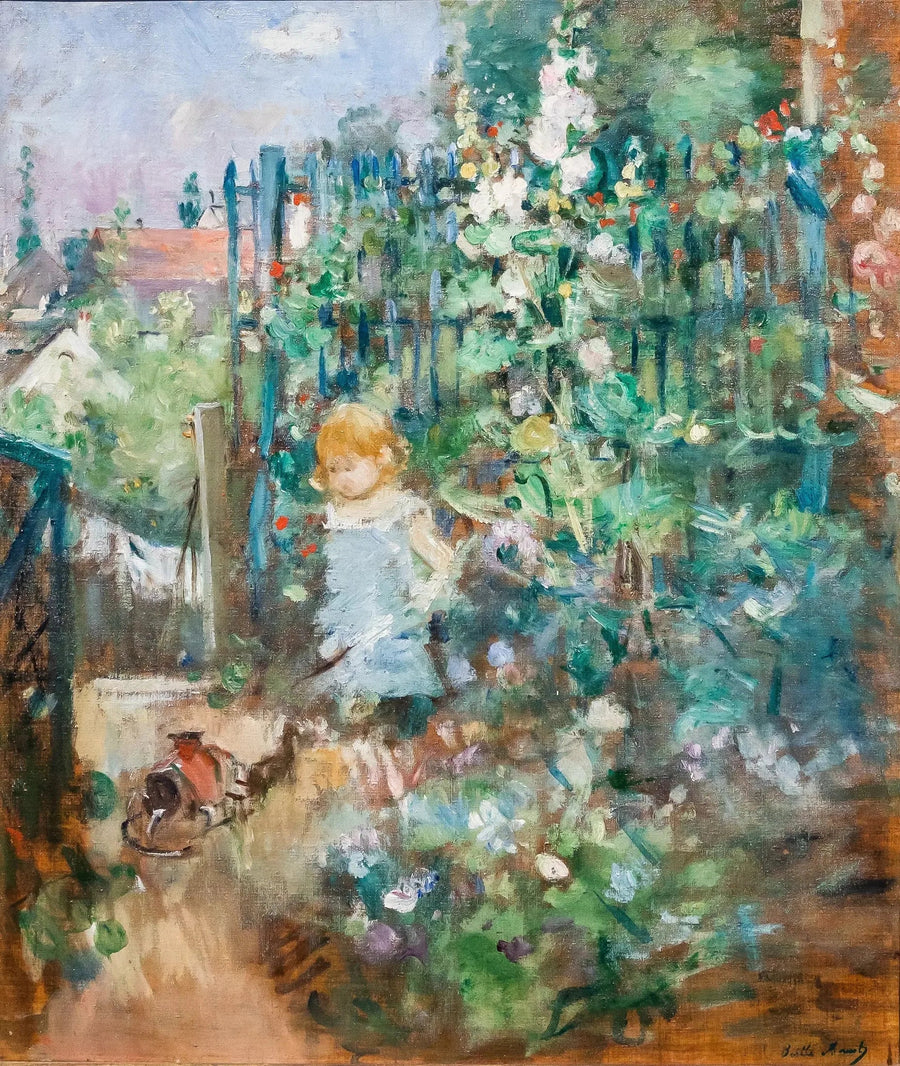 Kind in de stokrozen - Berthe Morisot