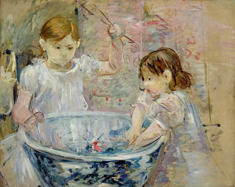 Kinderen bij de wastafel - Berthe Morisot