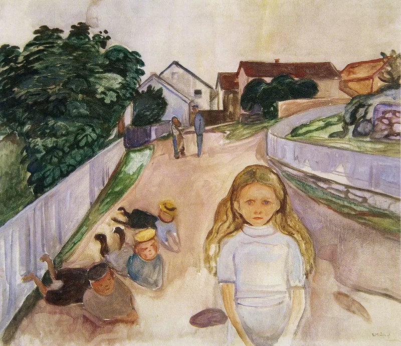 Kinderen die op straat spelen in Åsgårdstrand - Edvard Munch