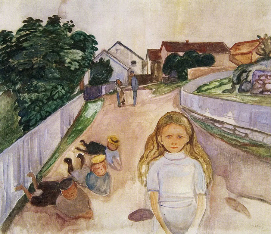 Kinderen die op straat spelen in Åsgårdstrand - Edvard Munch