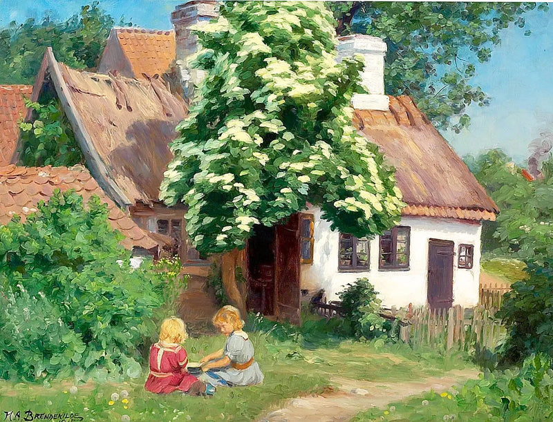 Kinderen die voor een boerderij spelen. - H. A. Brendekilde

Source:
Enfants jouant devant une ferme. - H. A. Brendekilde