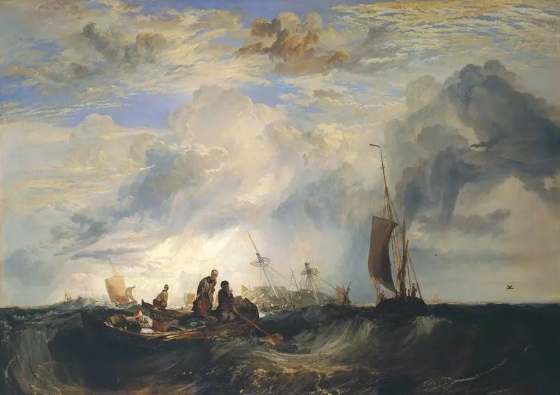 Ingang van de Maas: Oranje-Merchant op de Bar, Uit elkaar vallend; Brill Kerk met Z. O. door Z., Masensluys O. door Z. - J. M. W. Turner