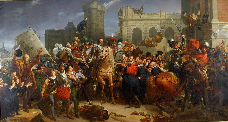 Ingang van Hendrik IV in Parijs, 22 maart 1594 (1817) - François Gérard

Source:
Entrée d'Henri IV à Paris, 22 mars 1594 (1817) - François Gérard