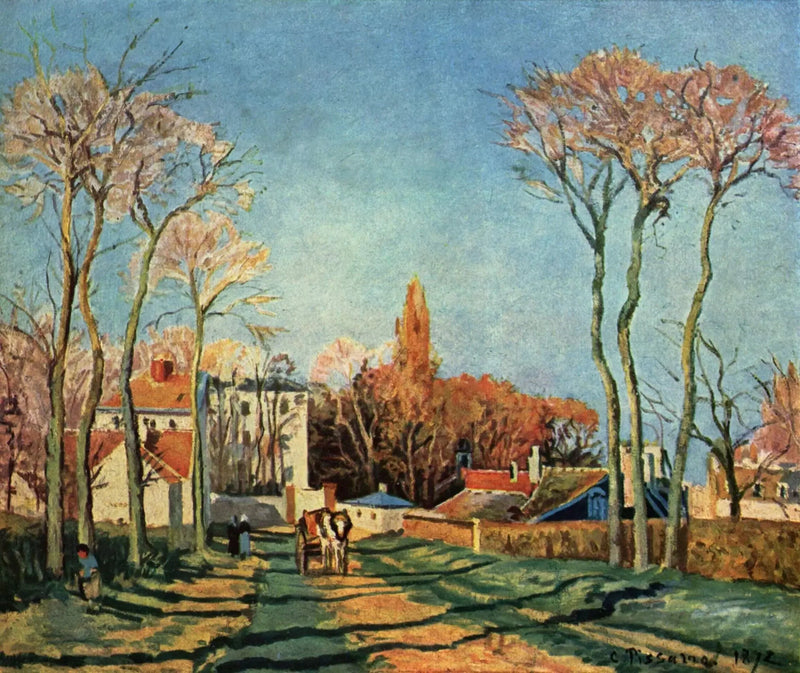 Ingang van het dorp Voisins - Camille Pissarro