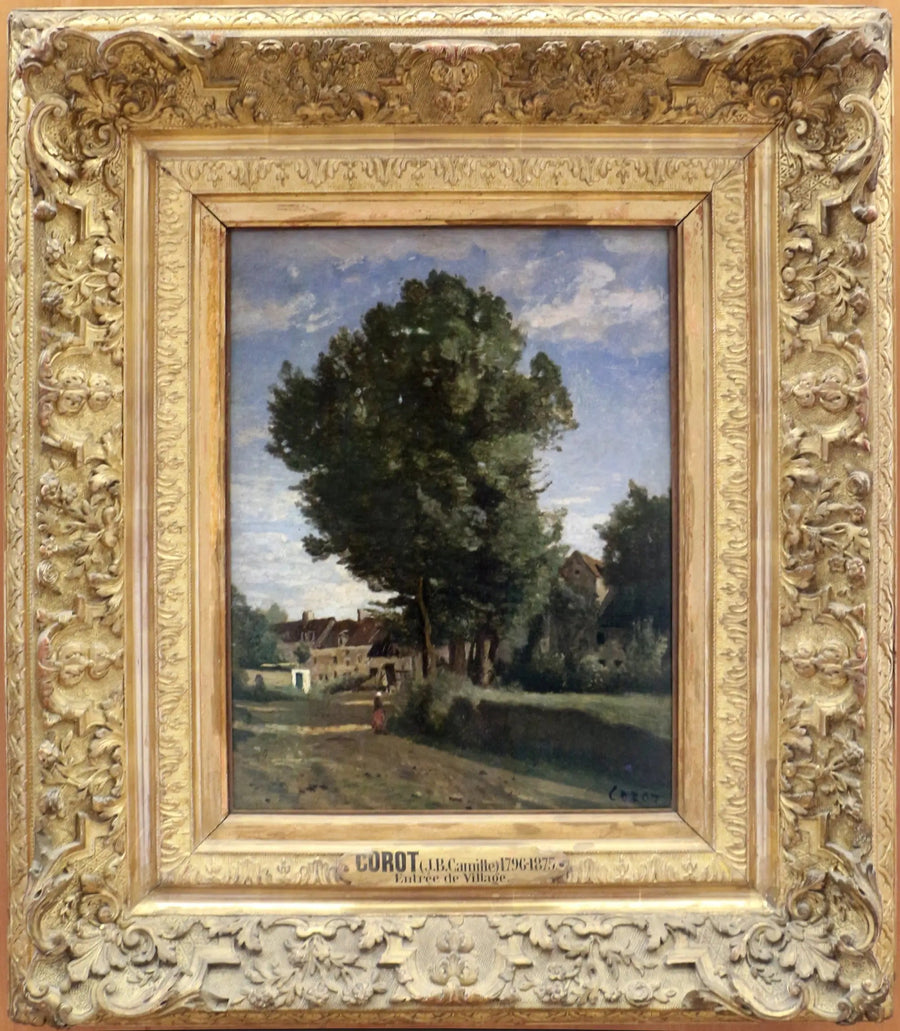 Ingang van het dorp - Jean-Baptiste Camille Corot