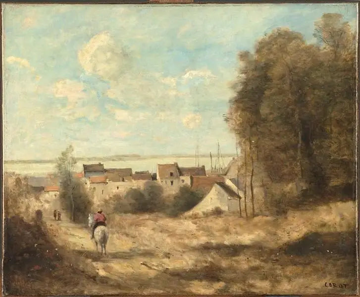 Ingang van het dorp - Jean-Baptiste Camille Corot