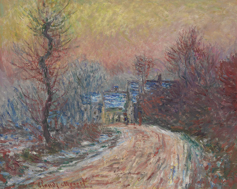 Toegang tot Giverny in de winter, ondergaande zon W966 - Claude Monet
