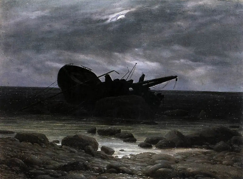 Wrak bij maanlicht - Caspar David Friedrich