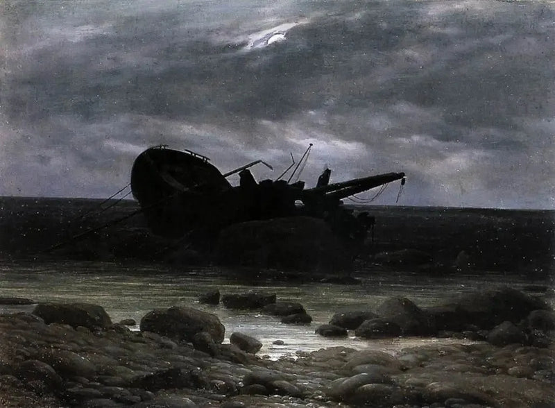 Wrak bij maanlicht - Caspar David Friedrich