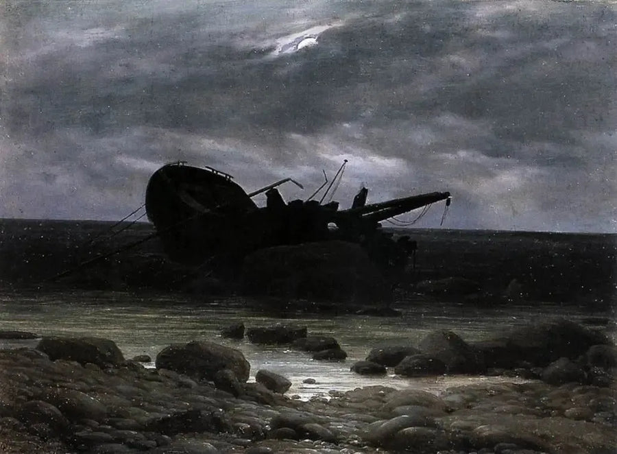 Wrak bij maanlicht - Caspar David Friedrich