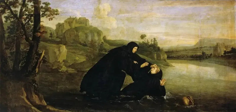 Episoden uit het leven van de heilige Benedictus: Placide uit het water gehaald door broeder Maur - Philippe de Champaigne