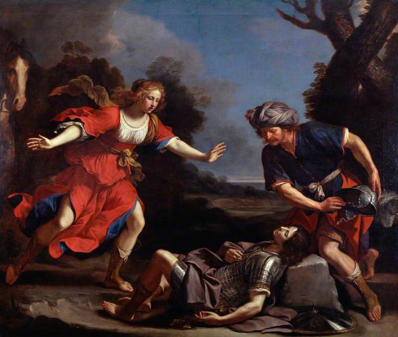 Erminia vindt gewonde Tancrède - Guercino