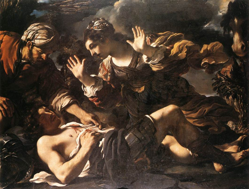 Erminia vindt gewonde Tancrède - Guercino