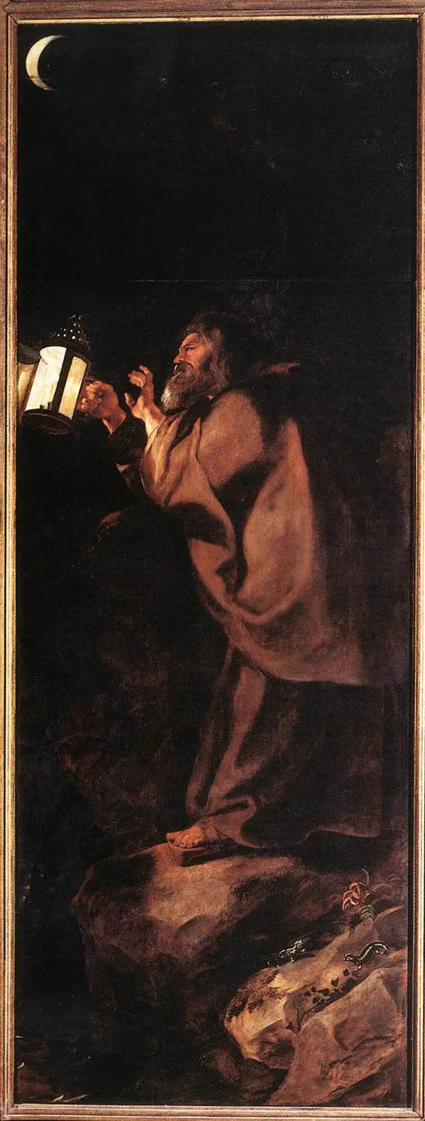 Kluizenaar met een lamp - Peter Paul Rubens