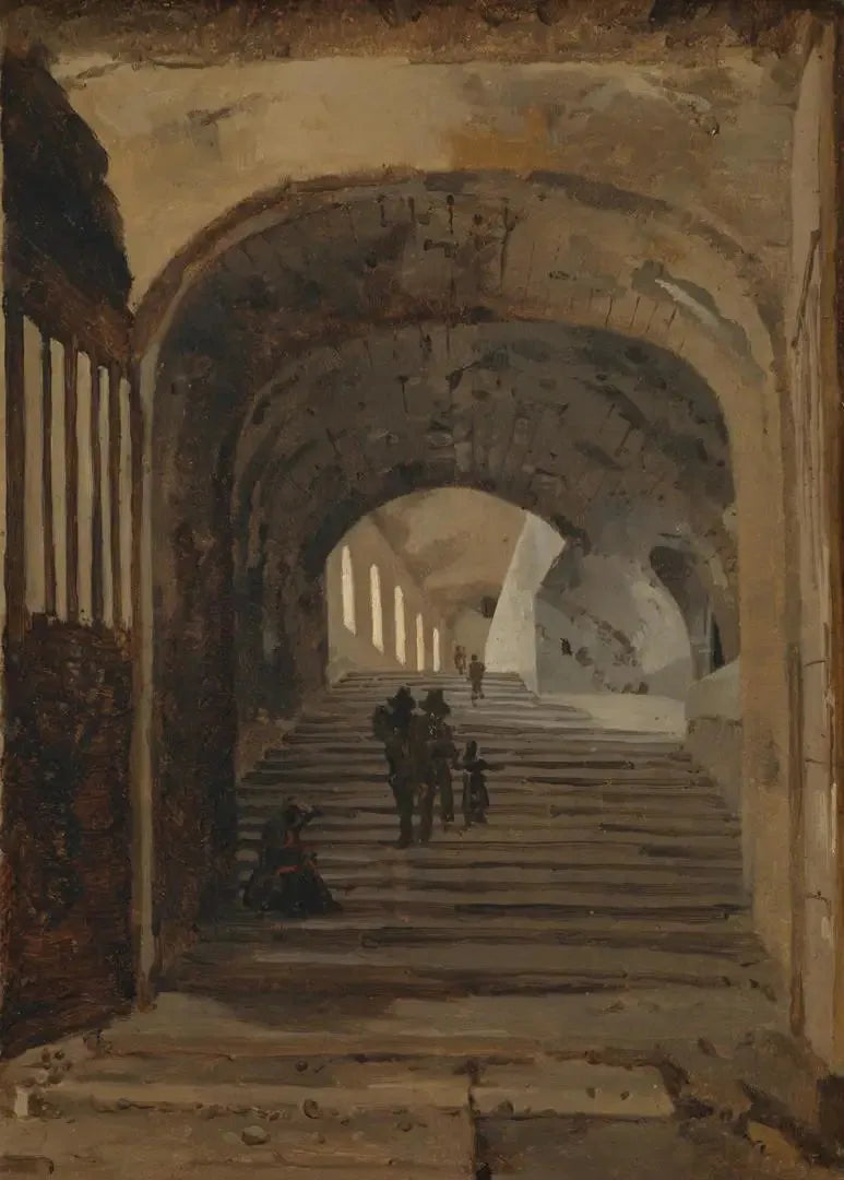 Trap van de Villa van Mecenas, Tivoli - Jean-Baptiste Camille Corot