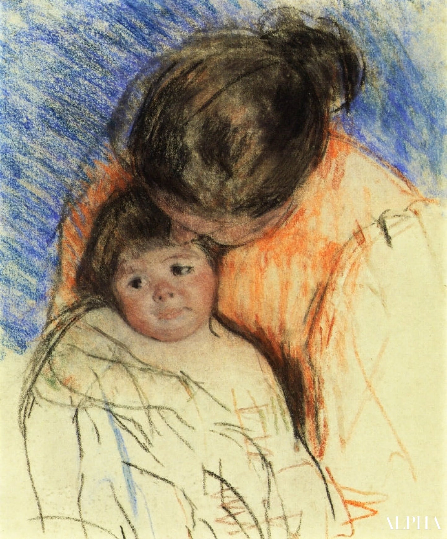 Schets van de moeder die naar Thomas kijkt - Mary Cassatt - Reproducties van schilderijen en hoogwaardige schilderijen