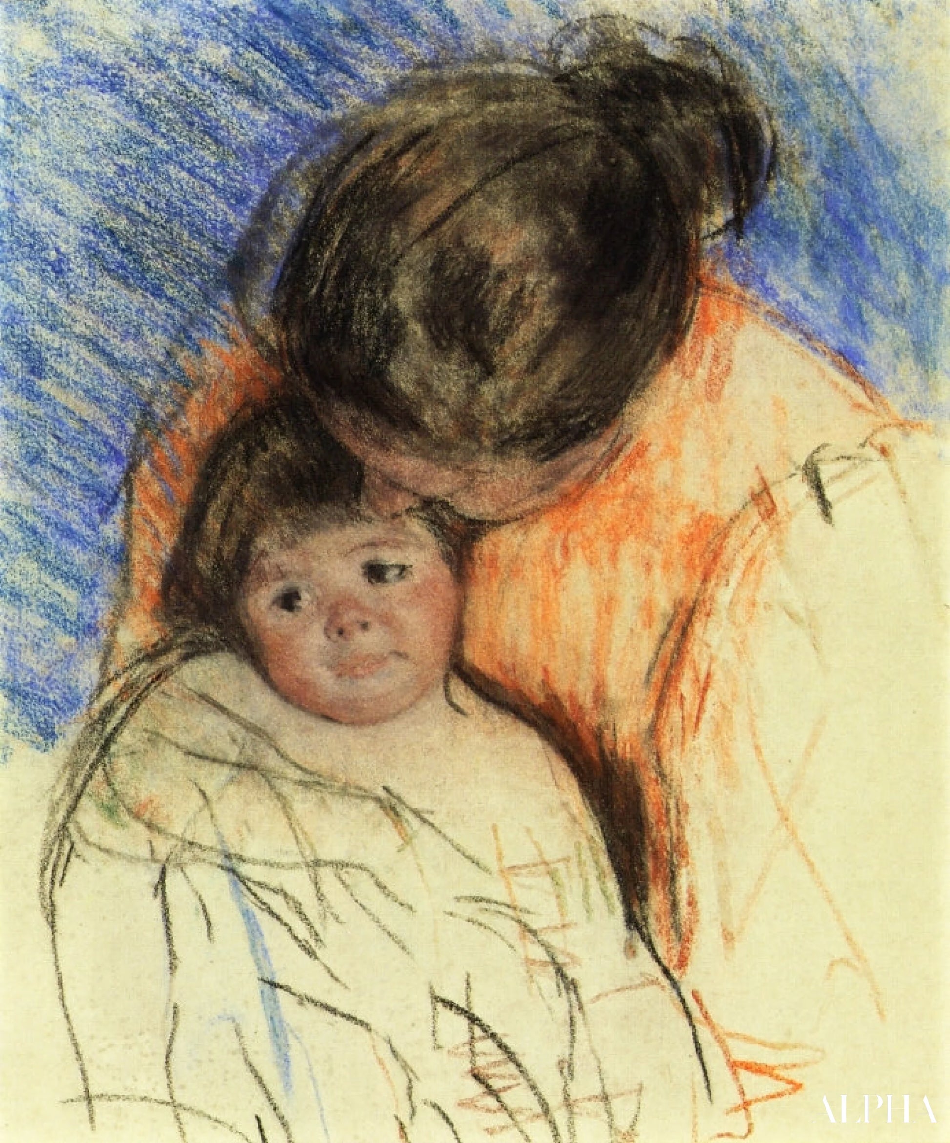 Schets van de moeder die naar Thomas kijkt - Mary Cassatt - Reproducties van schilderijen en hoogwaardige schilderijen