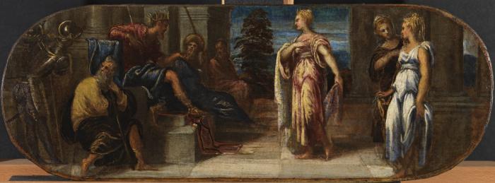 Esther en Ahasverus of Salomo en de koningin van Sheba - Jacopo Tintoretto