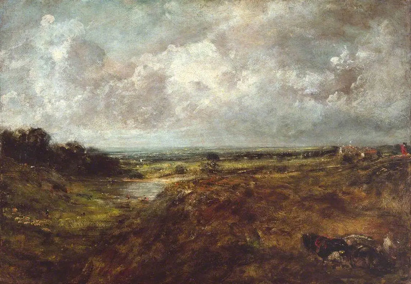 Vijver van Branch Hill, Hampstead Heath, met een kar en karretiers - John Constable