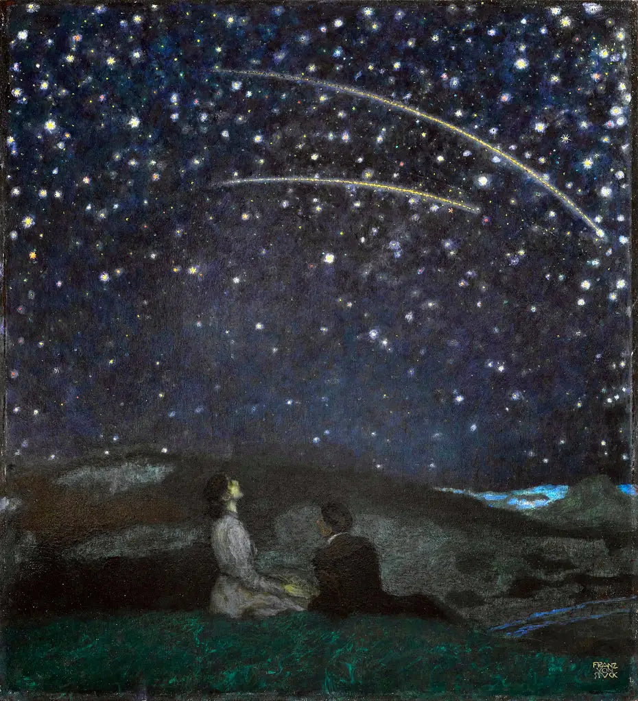 Reproduction du tableau « Étoiles Filantes - Franz Von Stuck » par Alpha Reproduction en peinture à l’huile