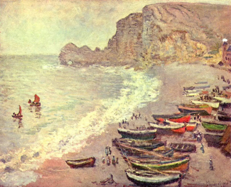 Étretat: het strand en de Porte d'Amont - Claude Monet
