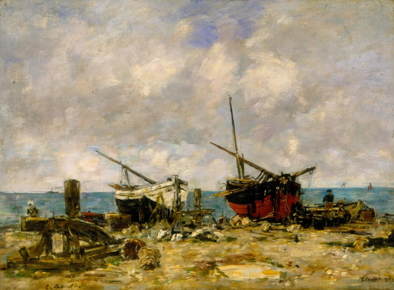 Étretat - Gestrandde Schepen - Eugène Boudin