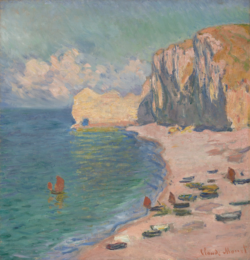 Étretat, het strand en de klif van Amont W1012 - Claude Monet