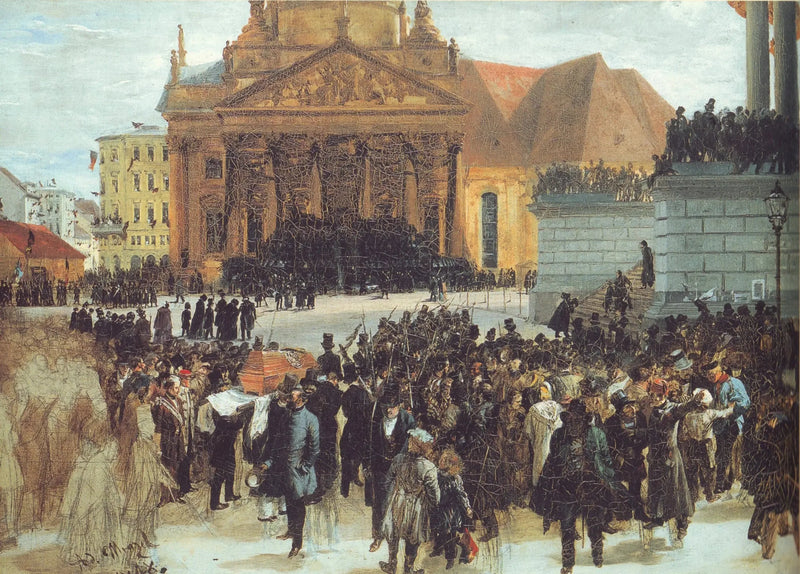 Tentoonstelling van de doden van maart - Adolph von Menzel