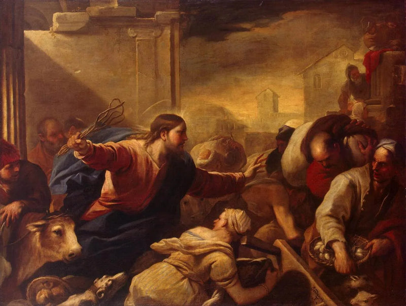 Uitdrijving van de handelaren uit de Tempel - Luca Giordano