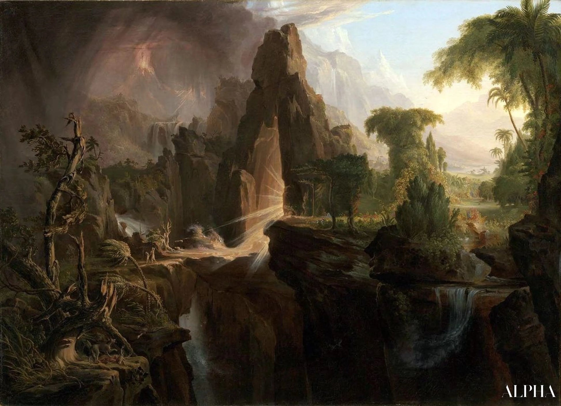 Uitdrijving uit de tuin van Eden - Thomas Cole - Reproducties van schilderijen en hoogwaardige schilderkunst