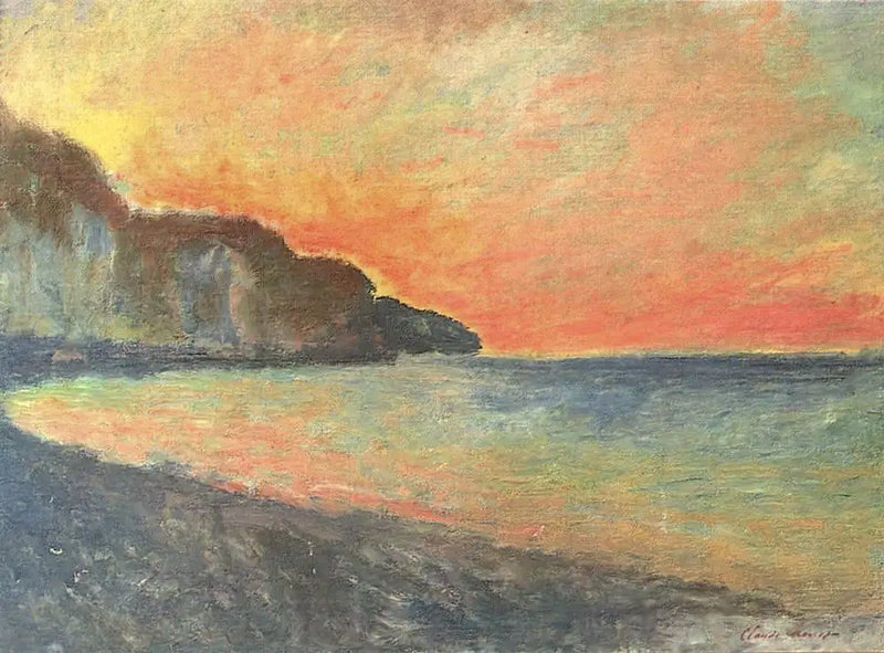 Klip bij Pourville, ondergaande zon - Claude Monet