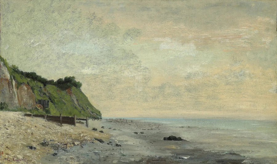 Klif aan de kust, gezien vanaf Kleine Strand, zonsopgang - Gustave Courbet