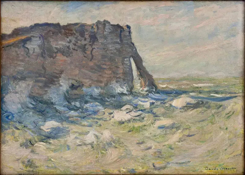 Klip en Porte d'Aval bij ruig weer - Claude Monet