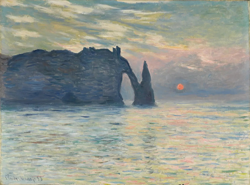 La Falaise d'Étretat, ondergaande zon W817 - Claude Monet