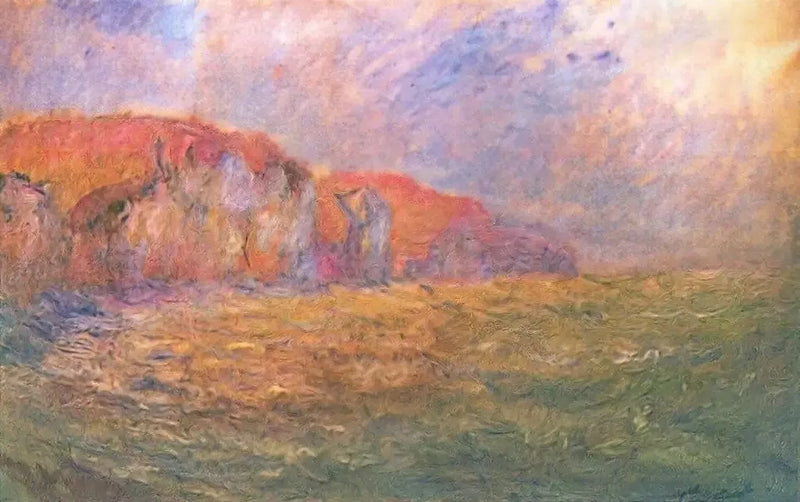 Klippen van Pourville, woelige zee - Claude Monet