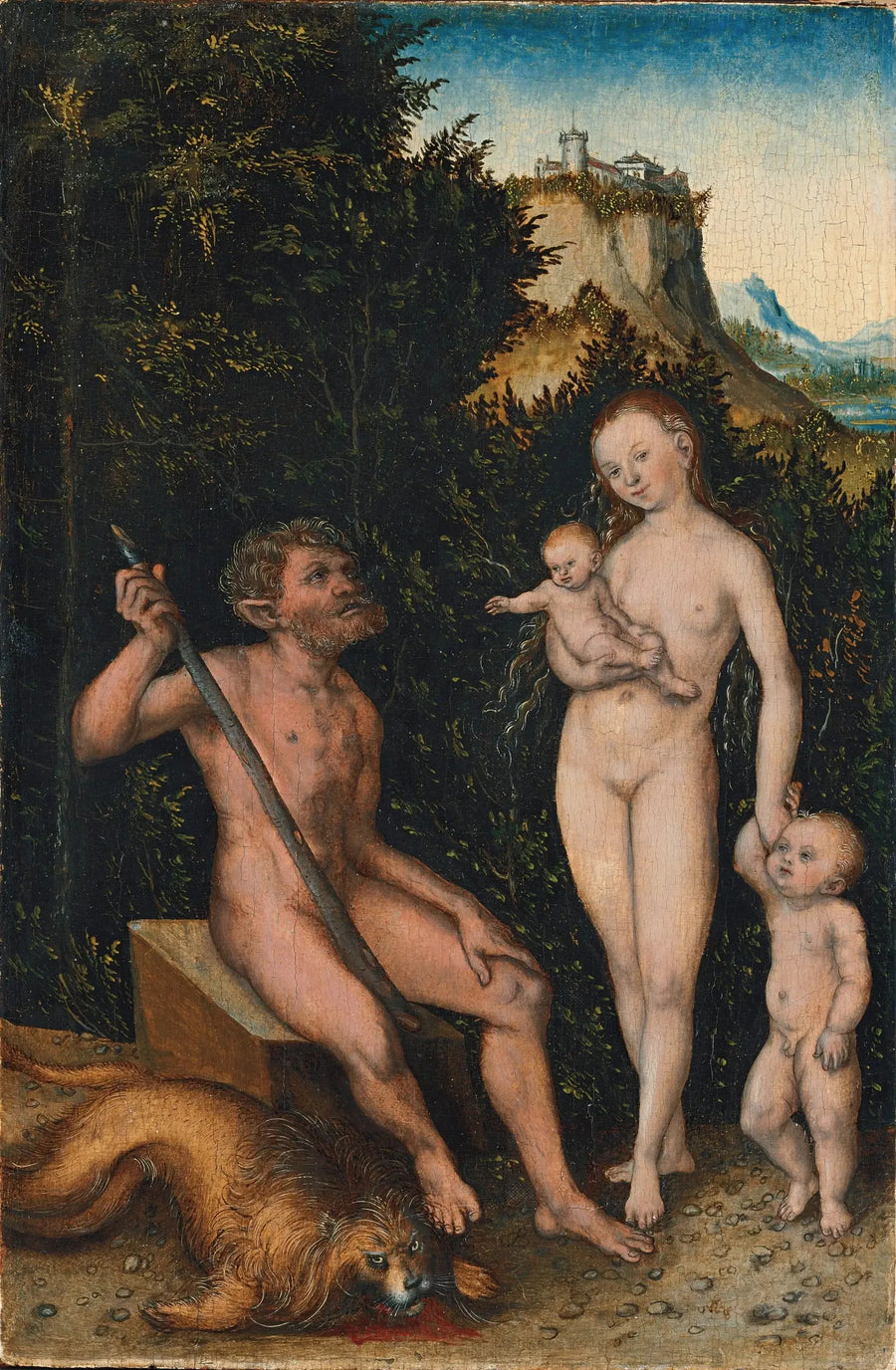 Familie van wilde mannen - Lucas Cranach de Oudere