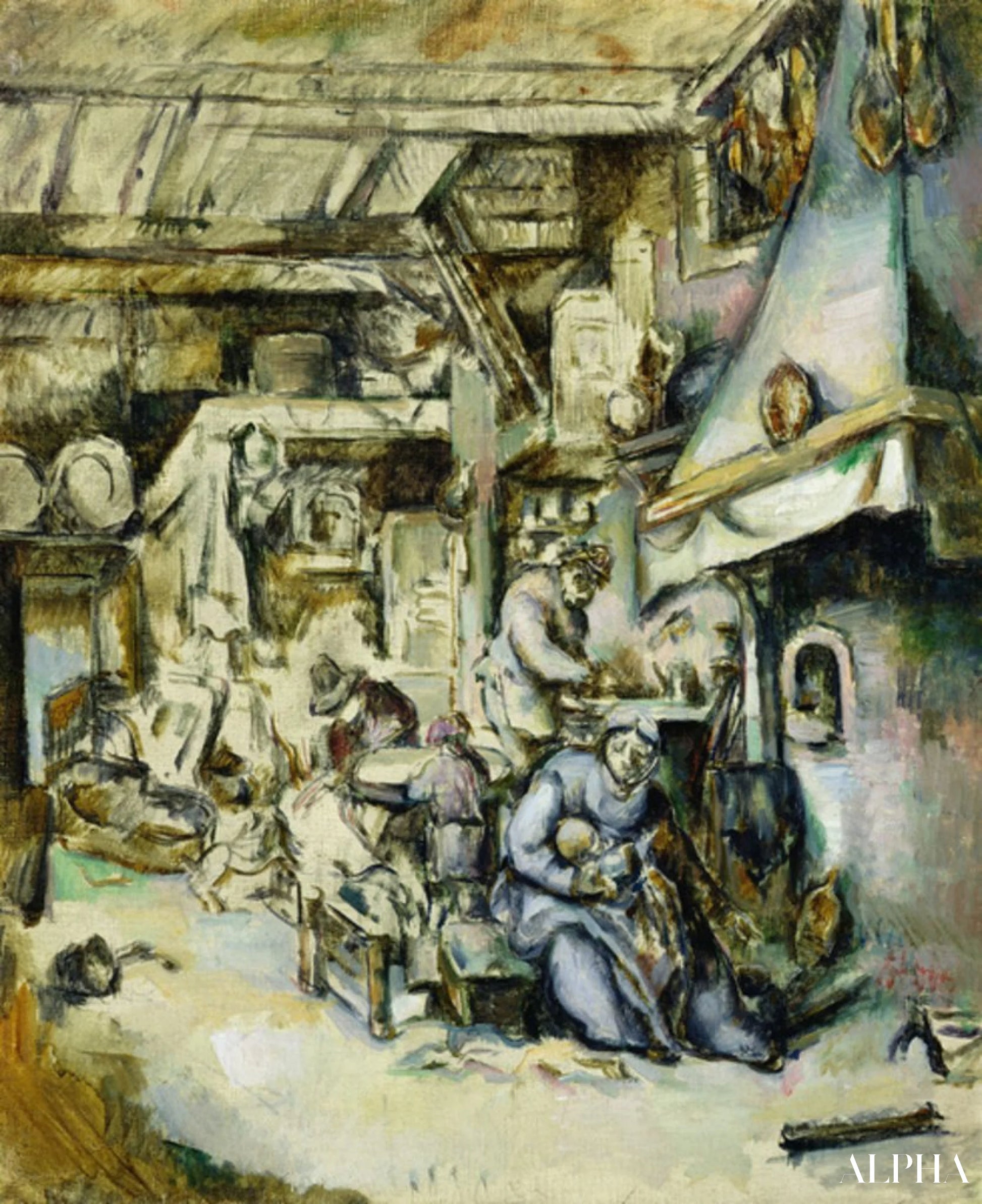 Famille de paysans dans un intérieur - Paul Cézanne - Reproductions de tableaux et peintures haut de gamme